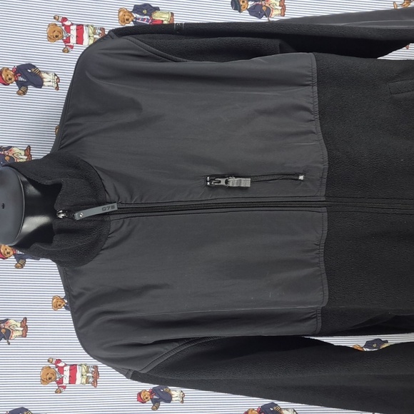 Y2K Chaps Ralph Lauren full zip fleece & nylon top 2 pocket 2XL black jacket - Picture 1 of 9